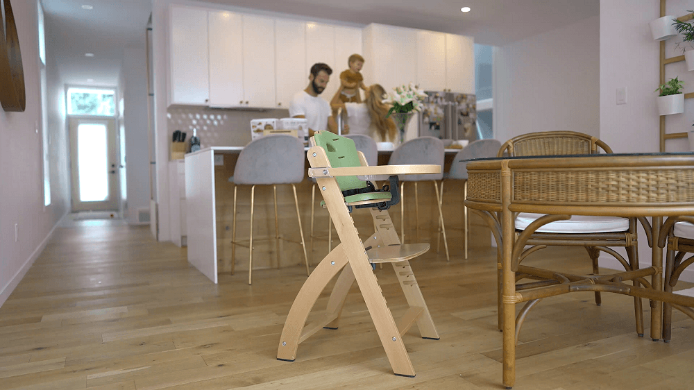 family with baby high chair