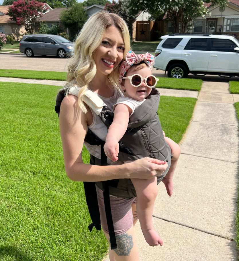 mom ready to go shopping with a newborn