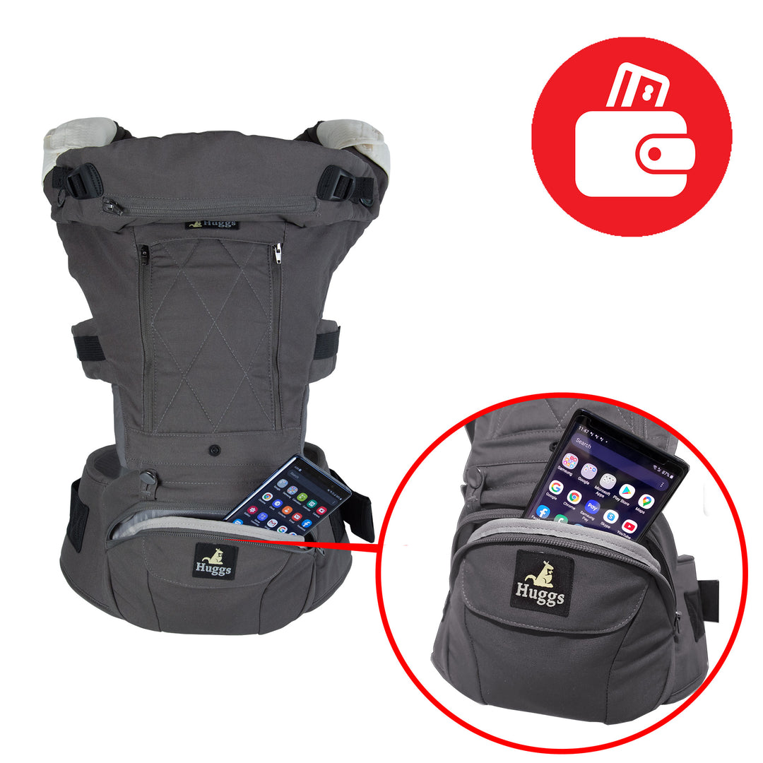 The multi-purpose pockets provide easy storage for necessities such as smart phone and keys.